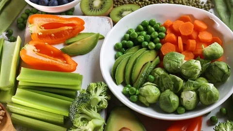 Fresh green vegetables.  Stock Footage 105149599