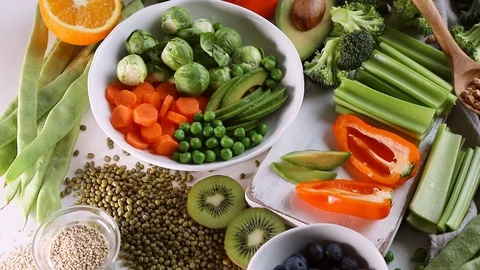 Fresh green vegetables Stock Footage 105149609