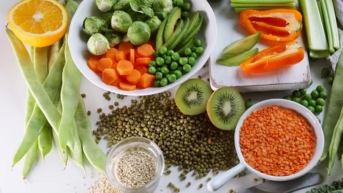 Fresh green vegetables Stock Footage 105149613