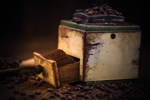 Fresh grinder coffee beans Stock Photos