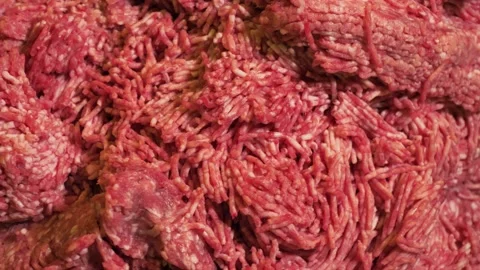 Fresh ground beef meat close-up. Mincemeat Stock Footage 164148828