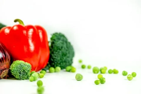 A fresh group of vegetables on white background Stock Photos