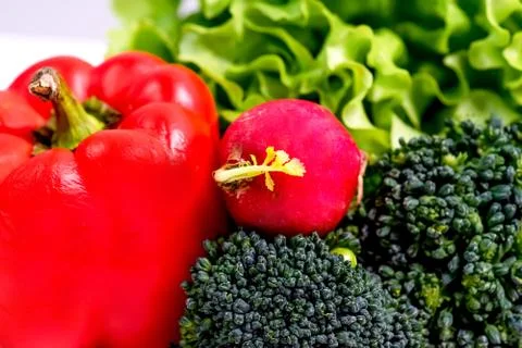 A fresh group of vegetables on white background Stock Photos