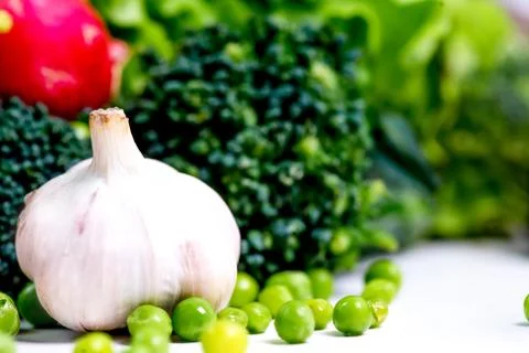 A fresh group of vegetables on white background Stock Photos