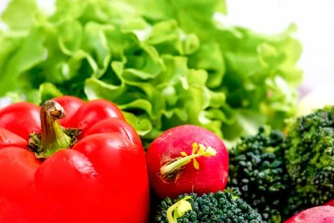 A fresh group of vegetables on white background Stock Photos