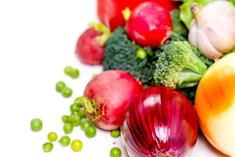 A fresh group of vegetables on white background Stock Photos