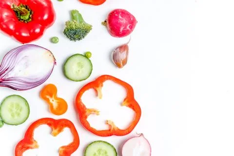 A fresh group of vegetables on white background Stock Photos
