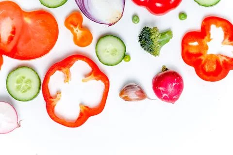 A fresh group of vegetables on white background Stock Photos