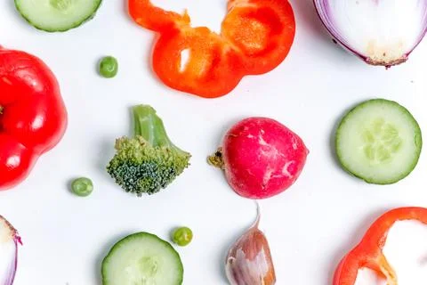 A fresh group of vegetables on white background Stock Photos