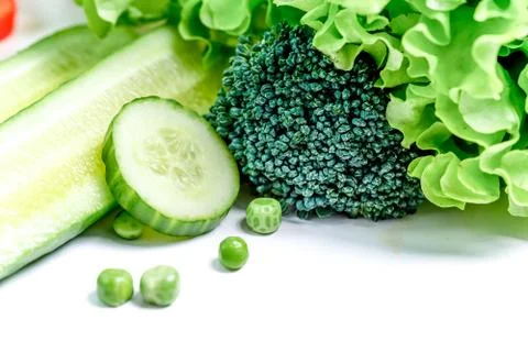 A fresh group of vegetables on white background Stock Photos