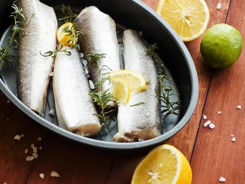 Fresh hake fish Stock Photos