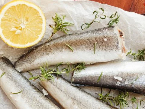 Fresh hake fish Stock Photos