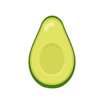 Fresh half avocado isolated on white background. Organic food. Vector. Stock Illustration