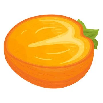 Fresh half cut persimmon fruit isolated on white background. Summer fruits fo Stock Illustration