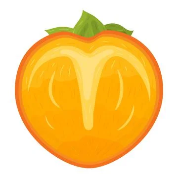 Fresh half cut persimmon fruit isolated on white background. Summer fruits fo Stock Illustration