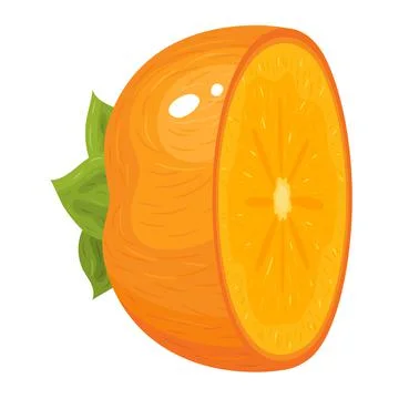 Fresh half cut persimmon fruit isolated on white background. Summer fruits fo Stock Illustration