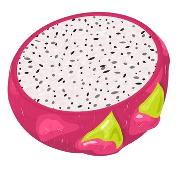 Fresh half cut red pitaya fruits isolated on white background. Summer fruits  Illustrazione stock