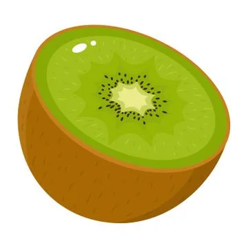 Fresh half kiwi fruit isolated on white background. Summer fruits for healthy Stock Illustration