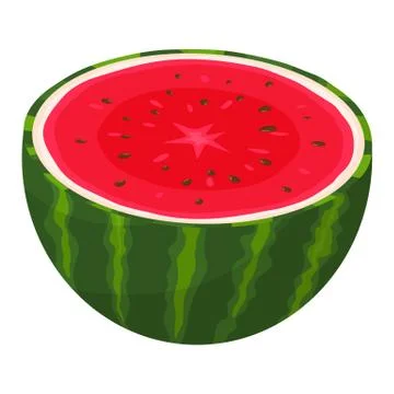 Fresh half watermelon fruit isolated on white background. Summer fruits for h Stock Illustration