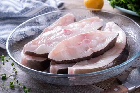 Fresh Halibut Steaks Stock Photos