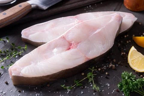Fresh Halibut Steaks Stock Photos