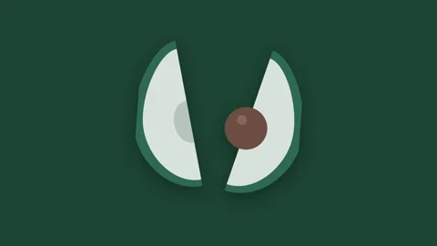 Fresh Halved Avocado with Brown Pit Slicing Animation on Solid Green Backgrou 스톡 동영상 346612016