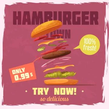 Fresh Hamburger Poster イラスト素材