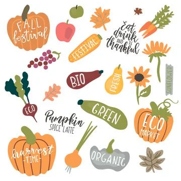 Fresh harvest vector set isolated on white background 库存插图