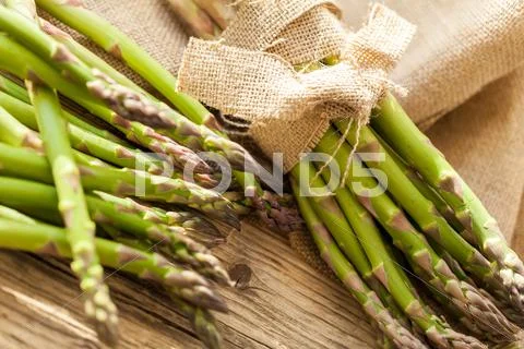 Fresh healthy green asparagus spears Stock Photos