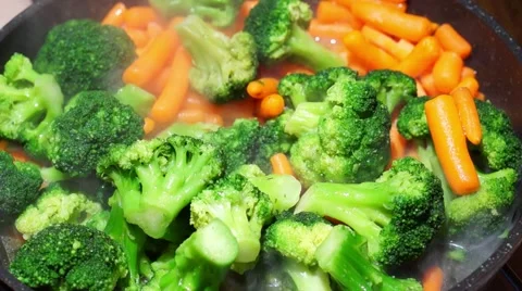 Fresh healthy vegetables on a pan Stock Footage 61317249