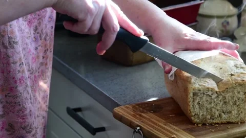 Fresh home made baked bread, whole grain organic food, hot steaming food Stock-Footage 260276773