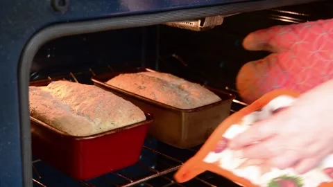 Fresh home made baked bread, whole grain organic food, hot steaming food Video stock 260276921