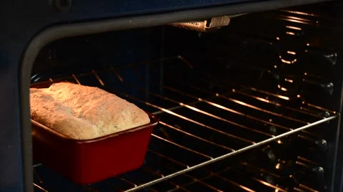 Fresh home made baked bread, whole grain organic food, hot steaming food Video stock 260276926