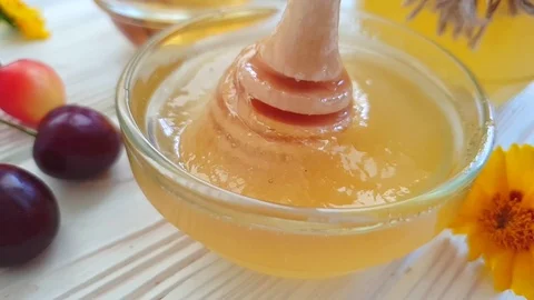 Fresh honey ripe cherry on a gray concrete background slow motion Video stock 111187403