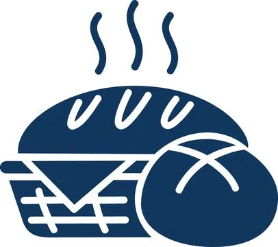 Fresh hot bread in basket icon Stock Illustration