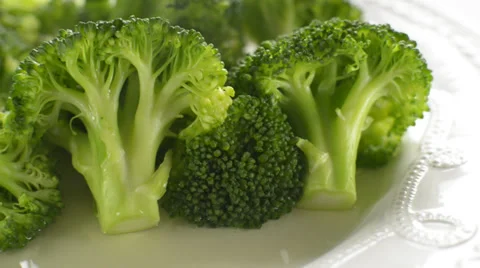 Fresh hot broccoli vegetables close up dolly shoot Stock Footage 37724181