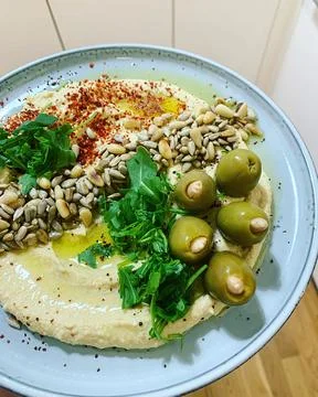 Fresh hummus Stock Photos
