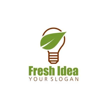 Fresh idea, leaf and lightbulb. Vector logo icon template Stock Illustration