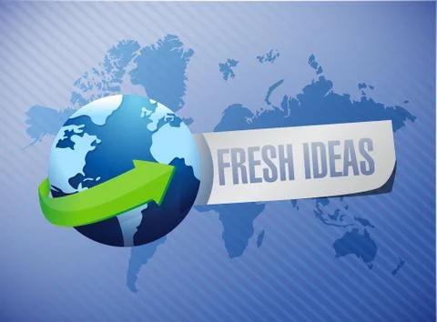 Fresh Ideas globe background sign concept Stock Illustration