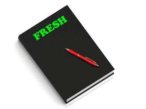 FRESH- inscription of green letters on black book on white background Stock Illustration