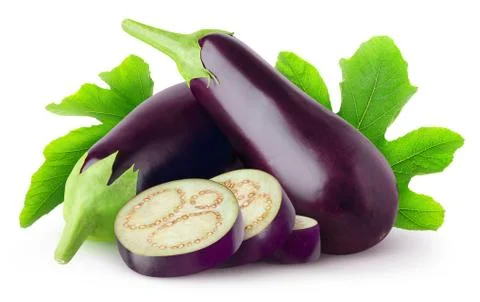 Fresh isolated eggplants Foto stock