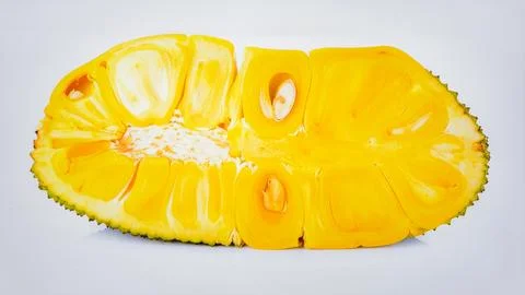 Fresh Jackfruit Isolated on White Background, Large Tropical Fruit with Swe.. Stock Photos