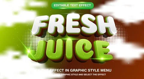 Fresh Juice 3d editable text effect Template Stock Illustration