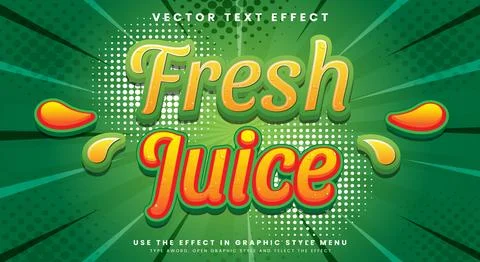 Fresh Juice 3d editable text effect Template Stock Illustration