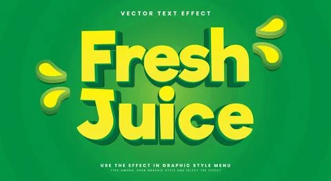 Fresh juice 3d editable text effect template Stock Illustration