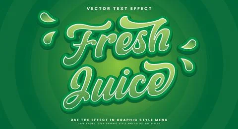 Fresh juice 3d editable text effect Template Stock Illustration
