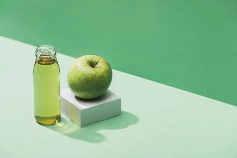 Fresh juice apple white cube Stock Photos