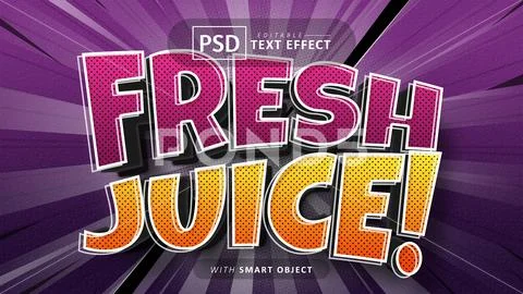 Fresh juice comic style text effect editable PSD Template