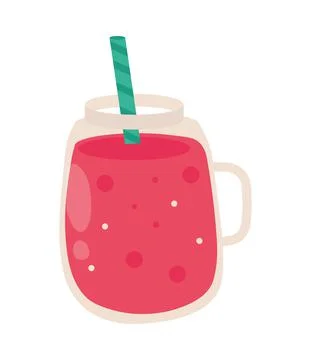 Fresh juice with straw Stock Illustration