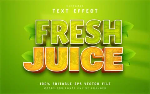 Fresh juice text effect editable Stock Illustration
